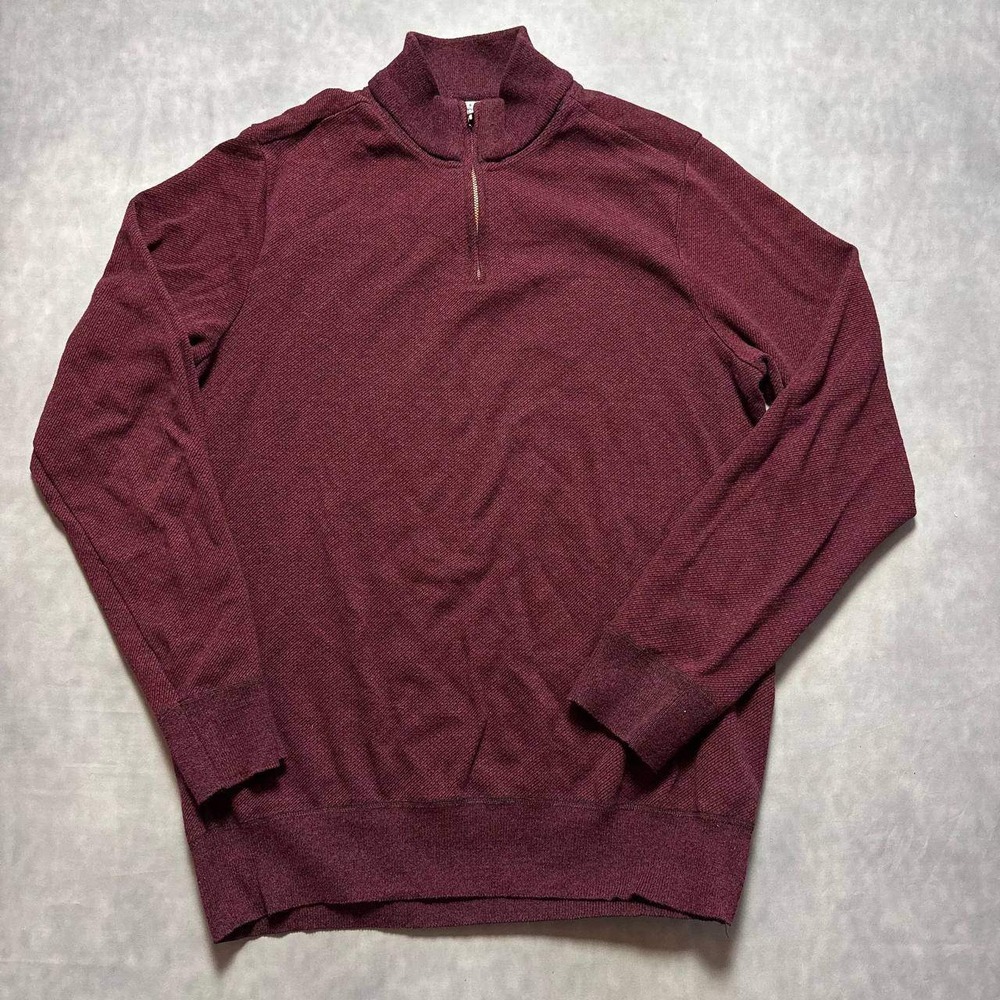 Robert Graham Quarter Zip Pullover Mens XXL Burgundy Textured Knit Sweater